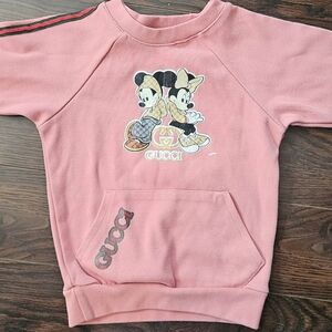 Vintage Disney GUCCI girls sweater | Pink w/ Red & Green trim | Cute Sweater